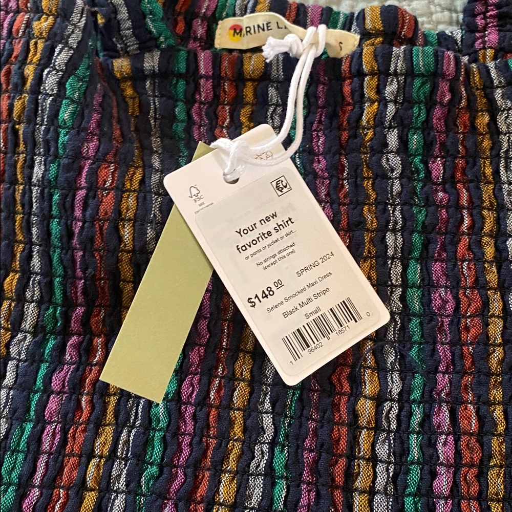 NWT Marine Layer Selene Smocked Maxi Dress in Multi Stripe - Picture 7 of 8